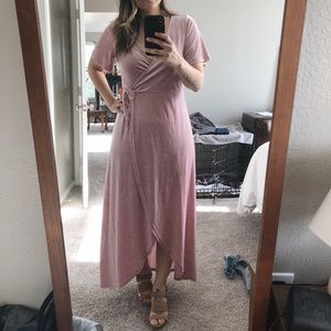 ROOLEE Pink Velvet Wrap Dress
